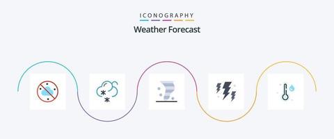 pacote de ícones do tempo plano 5, incluindo clima. chuva. clima. clima. energia vetor