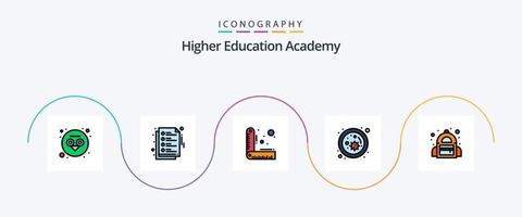 linha de academia cheia de pacote de ícones de 5 planos, incluindo estudante. governante. escola. Educação vetor