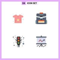 4 ícones planos universais sinais símbolos de elementos de design de vetores editáveis de sinal de escola de camisa leve de bebê
