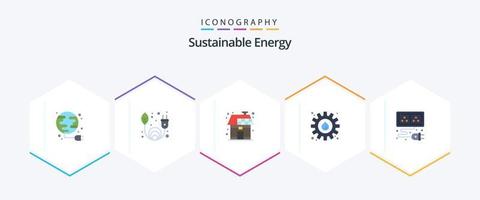 pacote de ícones planos de 25 energia sustentável, incluindo cabo. óleo. energia. indústria. energia vetor