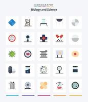 pacote de ícones planos de biologia criativa 25, como processo. química. bioquímica. biologia. laboratório vetor