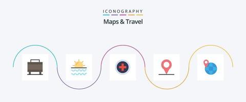 mapas e pacote de ícones de 5 planos de viagem, incluindo . mundo. hospital. viagem. alfinete vetor