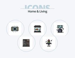 casa e linha de vida cheia de ícones pack 5 design de ícones. . caroço. candelabros. vivendo. imagem vetor