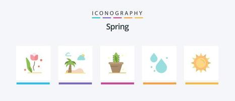 Pacote de ícones Spring Flat 5, incluindo brilho. primavera. primavera. inclinação. primavera. design de ícones criativos vetor