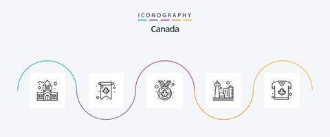 Pacote de ícones da linha 5 do Canadá, incluindo o Canadá. toronto. prêmio. marco. Canadá vetor