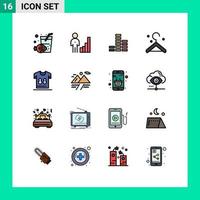 16 ícones criativos, sinais e símbolos modernos de camisas de jogador, cabide de árbitro de música, elementos de design de vetores criativos editáveis