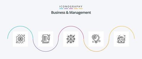 pacote de ícones de linha 5 de negócios e gerenciamento, incluindo . táticas. marketing. estratégia. processo inovador vetor