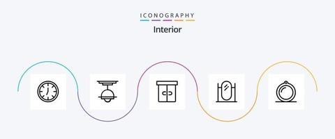 pacote de ícones da linha interior 5, incluindo móveis. espelho. decoração. interior. chão vetor