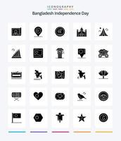 dia da independência criativa de bangladesh 25 glifo pacote de ícones preto sólido, como propriedade. prédio. Bangladesh. lalbagh. Bangladesh vetor