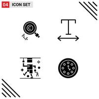 conjunto de 4 sinais de símbolos de ícones de interface do usuário modernos para proprietário de lesão de conteúdo rastreando elementos de design de vetores editáveis