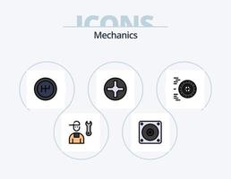 linha de mecânica cheia de ícones pack 5 design de ícones. . resfriador. vetor