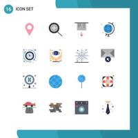 Pacote de cores planas de 16 interfaces de usuário de sinais e símbolos modernos de grande educação o pacote editável de relógio de elementos de design de vetores criativos