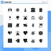 25 símbolos universais de glifos sólidos de solução dinheiro jogo economia caminhadas elementos de design de vetores editáveis