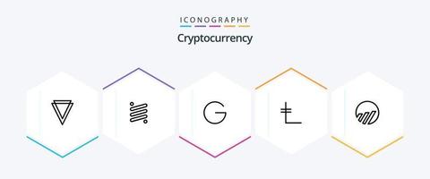 pacote de ícones de 25 linhas de criptomoeda, incluindo moeda leo. moeda criptográfica. . . florim vetor