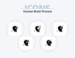 cérebro humano processo glifo ícone pack 5 design de ícone. proibido. mente. mente. humano. mente vetor
