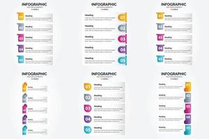 infográficos de ilustração vetorial brilhante e colorido definido para publicidade em brochuras. panfletos. e revistas. vetor