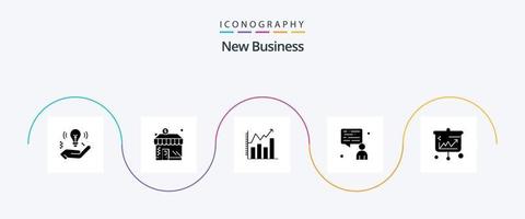 novo pacote de ícones de glifo 5 de negócios, incluindo bate-papo. dólar . gráfico. analítico vetor