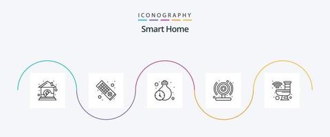 pacote de ícones da linha 5 de casa inteligente, incluindo robô. casa. iluminação. banheiro. câmera inteligente vetor