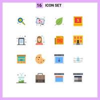 conjunto de 16 sinais de símbolos de ícones de interface do usuário modernos para estudo de escola de folha de acesso móvel pacote editável de elementos de design de vetores criativos