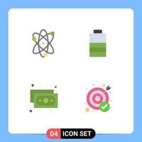 4 ícones planos universais sinais símbolos de realização dinheiro grinalda meta de poder elementos de design de vetores editáveis
