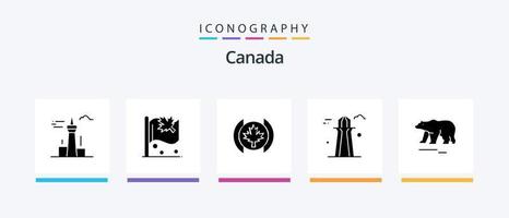 Pacote de ícones do Glyph 5 do Canadá, incluindo urso. prédio. sinal. torre canadá. Canadá. design de ícones criativos vetor