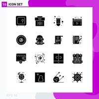 16 ícones criativos sinais e símbolos modernos de elementos de design de vetores editáveis de mídia de economia de filme