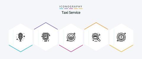 pacote de ícones de 25 linhas de serviço de táxi, incluindo tráfego. metro. leme. Táxi. on-line vetor