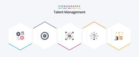 gerenciamento de talentos 25 pacote de ícones planos, incluindo ideia. lâmpada. roda. tempestade. arquivo vetor