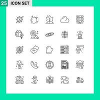 pacote de interface de usuário de 25 linhas básicas de armazenamento de negócios, fornecendo elementos de design de vetores editáveis de computação em rede