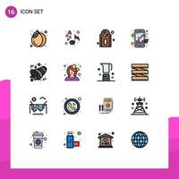 16 ícones criativos, sinais e símbolos modernos de chifre, mesquita de outono, mercado de comércio on-line, elementos de design de vetores criativos editáveis