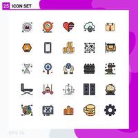 25 ícones criativos, sinais e símbolos modernos de segurança feminina, bloqueio de amor, elementos de design de vetores editáveis na Internet
