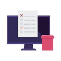 ícone isolado de computador para votação online vetor