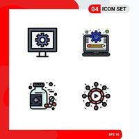 4 ícones criativos, sinais e símbolos modernos de controle, medicina, relógio, sistema de gerenciamento, tablet, elementos de design vetorial editáveis vetor