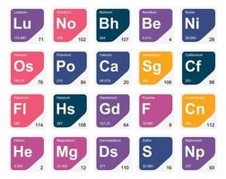 20 tabela periódica do design do pacote de ícones de elementos vetor