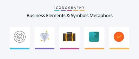 elementos de negócios e metáforas de símbolos planas 5 pacote de ícones, incluindo aberto. estratégia. prêmio. peças. escritório. design de ícones criativos vetor