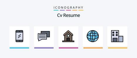 linha de currículo cv cheia de 5 ícones, incluindo . estudar . estudar. Educação . troféu. design de ícones criativos vetor