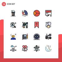 16 interface do usuário pacote de linhas preenchidas com cores planas de sinais e símbolos modernos de anúncios esportivos de mensagens gráficos editáveis elementos de design de vetores criativos