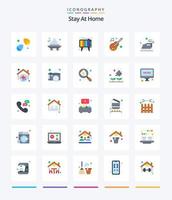 fique criativo em casa 25 pacote de ícones planos, como vapor. ferro. retrô. fique em casa. instrumento vetor