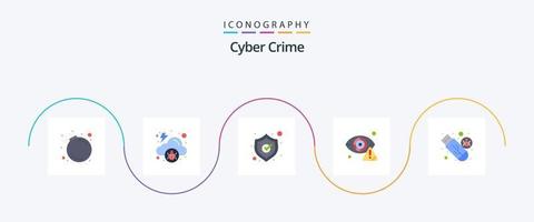 pacote de ícones plana de 5 crimes cibernéticos, incluindo armazenamento. dirigir. escudo. Internet. detector vetor