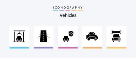 Pacote de ícones de glifo 5 de veículos, incluindo . reparar. carro. carro. veículo. design de ícones criativos vetor