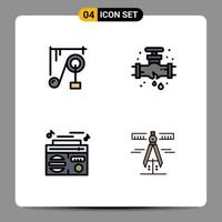 conjunto de 4 sinais de símbolos de ícones de interface do usuário modernos para dispositivo música ciência máquina encanador áudio editável vetor elementos de design