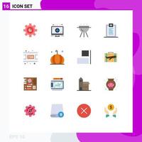 pacote de interface do usuário de 16 cores planas básicas de entrega de desenvolvimento de churrasco de filme de vídeo pacote editável de elementos de design de vetores criativos