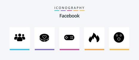 pacote de ícones do facebook glyph 5 incluindo folf. fagulha. ajuda. lareira. fogo. design de ícones criativos vetor