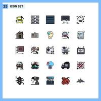 25 interface do usuário linha cheia pacote de cores planas de sinais e símbolos modernos do menu da loja de construção online compre elementos de design de vetores editáveis