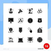 16 ícones criativos, sinais modernos e símbolos de largura, altura, grãos, saúde, anel, elementos de design vetorial editáveis vetor