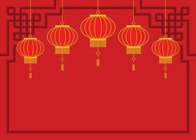 papel de parede vermelho de lanternas chinesas. vetor