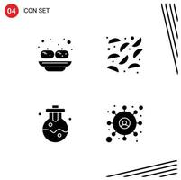 conjunto de 4 sinais de símbolos de ícones de interface do usuário modernos para laboratório de alimentos sandesh batata alvo elementos de design de vetores editáveis