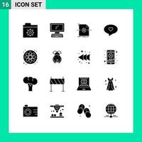 16 ícones criativos, sinais e símbolos modernos do documento do átomo da ciência, amor, bate-papo, elementos de design de vetores editáveis