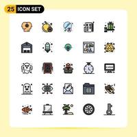 25 ícones criativos, sinais modernos e símbolos de elementos de design de vetores editáveis do navegador de página de pílulas da web de caixa
