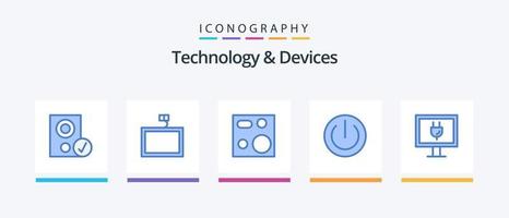 pacote de ícones de 5 dispositivos azuis, incluindo energia. eletrônicos. culinária. dispositivos. produtos. design de ícones criativos vetor